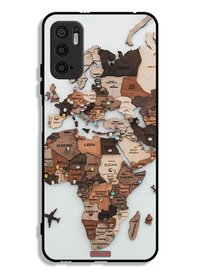 Tolwak Xiaomi Redmi Note 10 5G Protective Case Cover World Map Art - Image 1