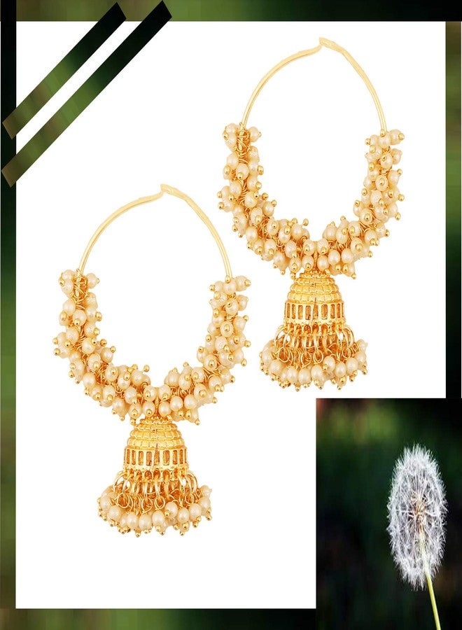 تتش ستون أقراط مصممة من الخرز الهندي الرائع من تاتشستون، بتصميم أنيق وجذاب، مصنوعة من سلك رفيع مطلي بالذهب للنساء. - Image 4