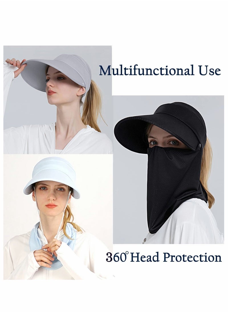 Excefore Fishing Hat, Sun Visors UV Protection Ice Cooling Hats Ponytail Hole with Detachable Neck Flap for Men Women  - Image 5