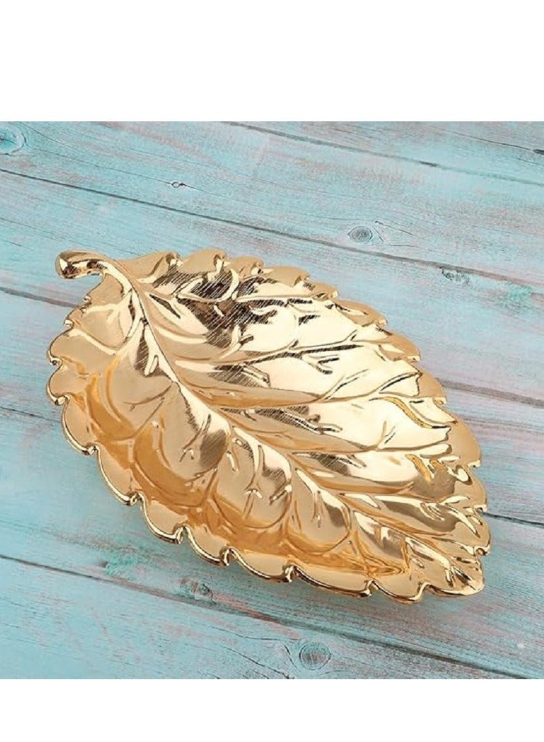 طقم سيرفيس معدن على شكل ورقة شجر من ٣ قطع بمقاسات مختلفه - Image 2