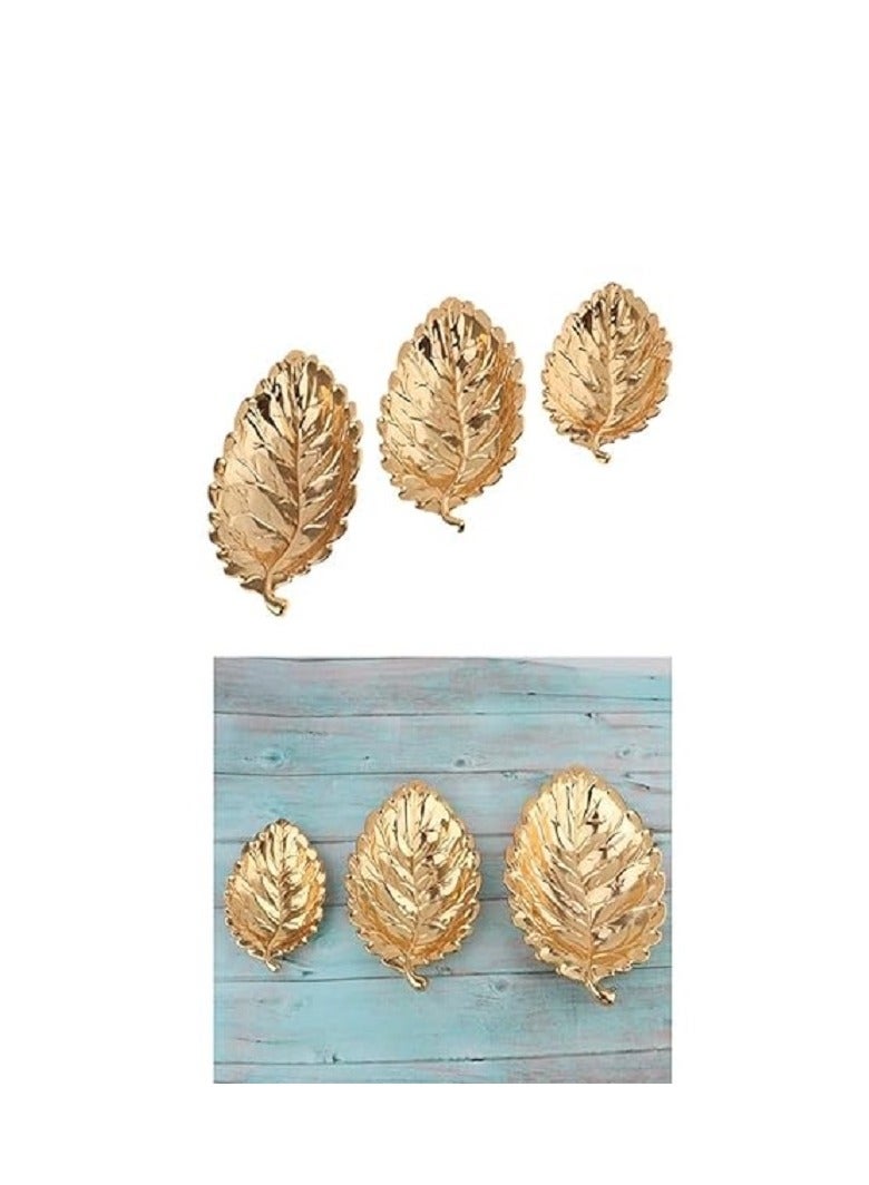 طقم سيرفيس معدن على شكل ورقة شجر من ٣ قطع بمقاسات مختلفه - Image 3