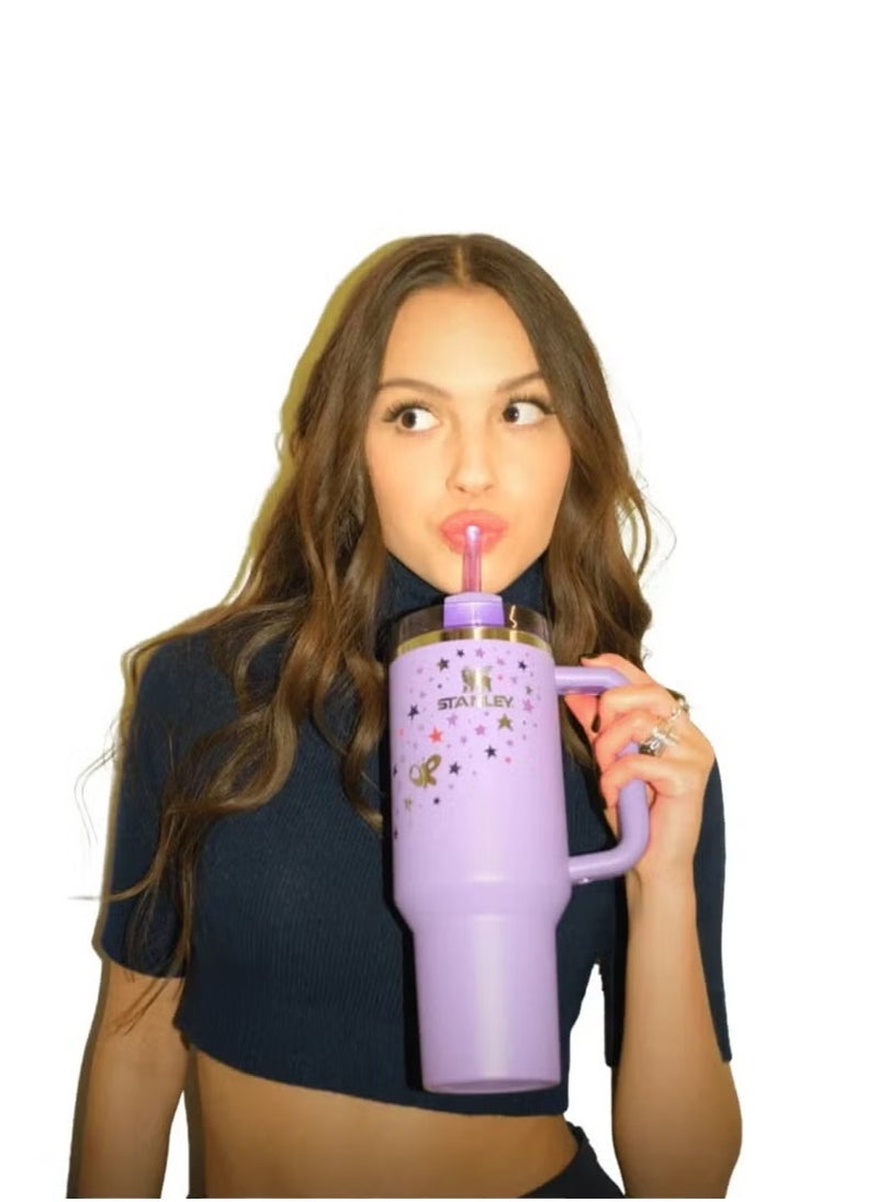 Stanley - Olivia Rodrigo x Stanley 40oz Signature Quencher – Limited Edition Double-Wall Insulated Stainless Steel Travel Mug with Leakproof FlowState Lid, Reusable Straw & Ergonomic Handle – Keeps Beverages Hot or Cold for Hours – Iconic Gift for Music Fans, Coffee, Water & Tea Lovers - Image 1