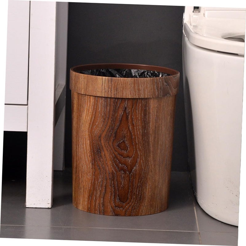 سعة كبيرة ٥٠ لتر سلة مهملات بلاستيكية مقلدة لحبيبات الخشب مطبخ مكتب سلة قمامة - Image 3