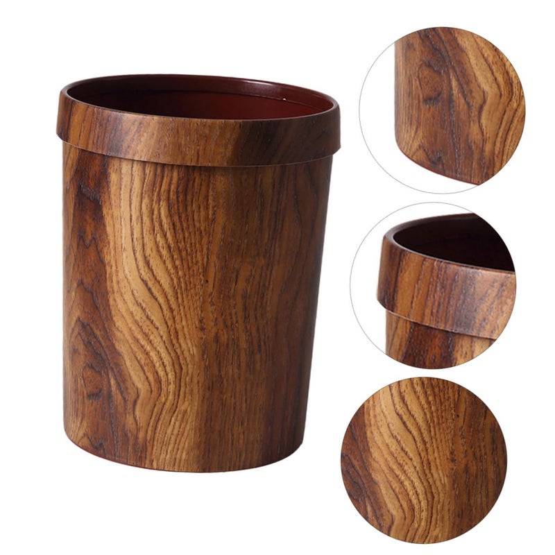 سعة كبيرة ٥٠ لتر سلة مهملات بلاستيكية مقلدة لحبيبات الخشب مطبخ مكتب سلة قمامة - Image 5