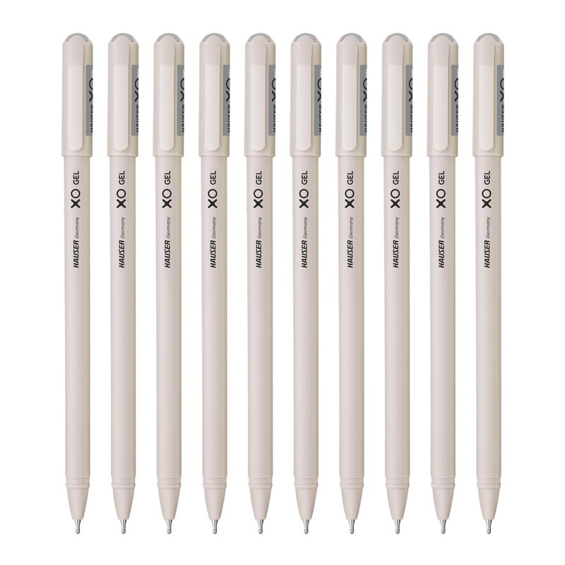 HAUSER XO Gel Pen Wallet Pack | Sleek Body & Minimalistic Design With Matt Finish | Solid Body Type, Low Viscosity Ink | Ultra Durable Tip | Black Ink, Pack of 10 Pens - Image 1