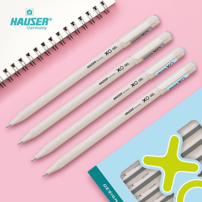 HAUSER XO Gel Pen Wallet Pack | Sleek Body & Minimalistic Design With Matt Finish | Solid Body Type, Low Viscosity Ink | Ultra Durable Tip | Black Ink, Pack of 10 Pens - Image 3