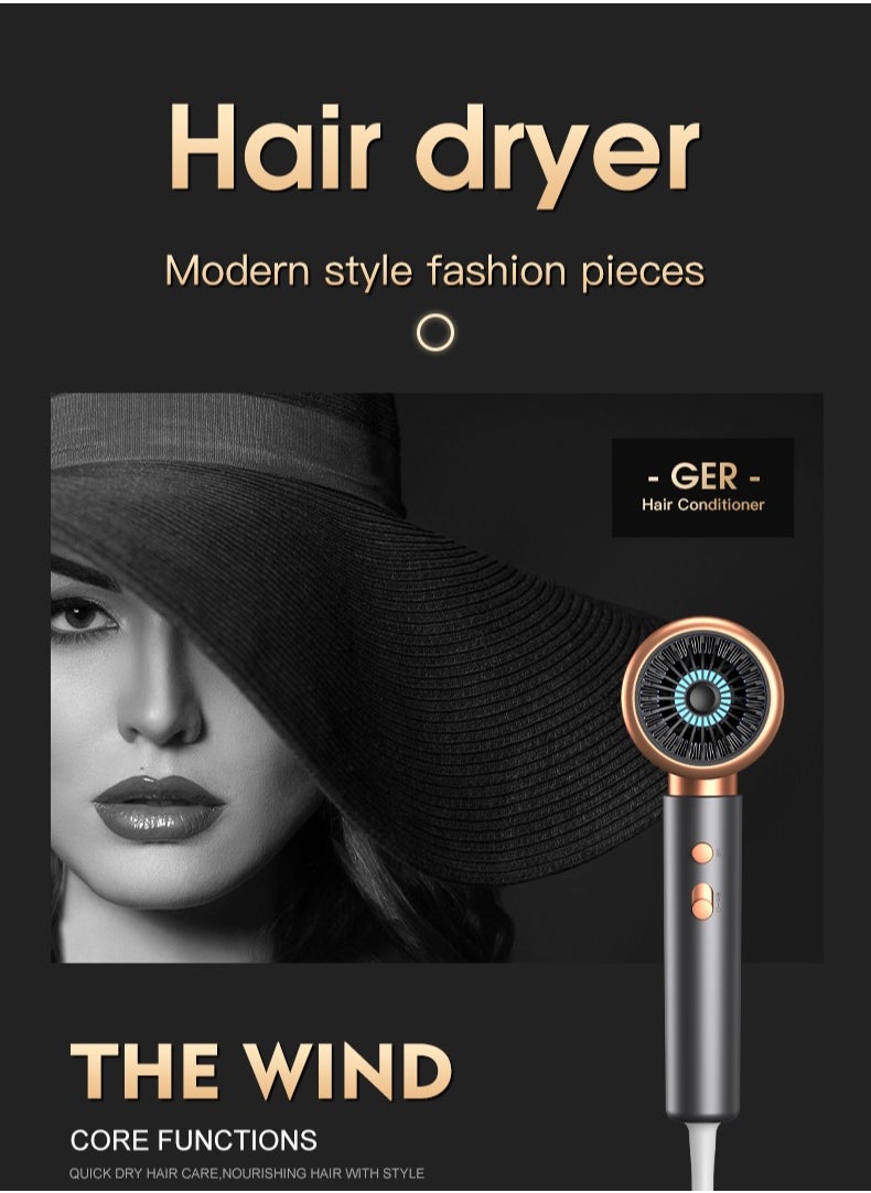 Generic - 2000W Ionic Hair Dryer Professional Hot and Cold Air Function with Strong Power, Negative Ion Technology, 3 Levels Adjustable Wind Speed - Image 1