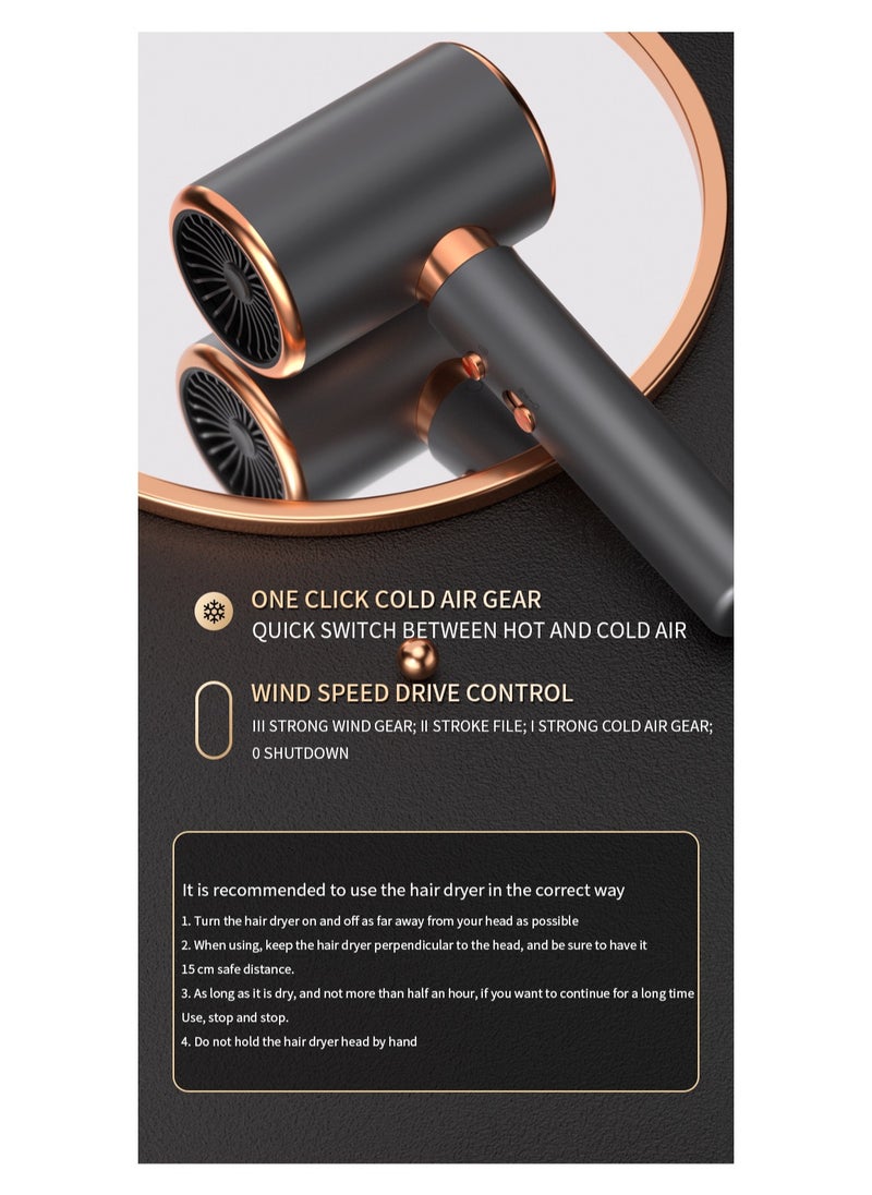 Generic - 2000W Ionic Hair Dryer Professional Hot and Cold Air Function with Strong Power, Negative Ion Technology, 3 Levels Adjustable Wind Speed - Image 1