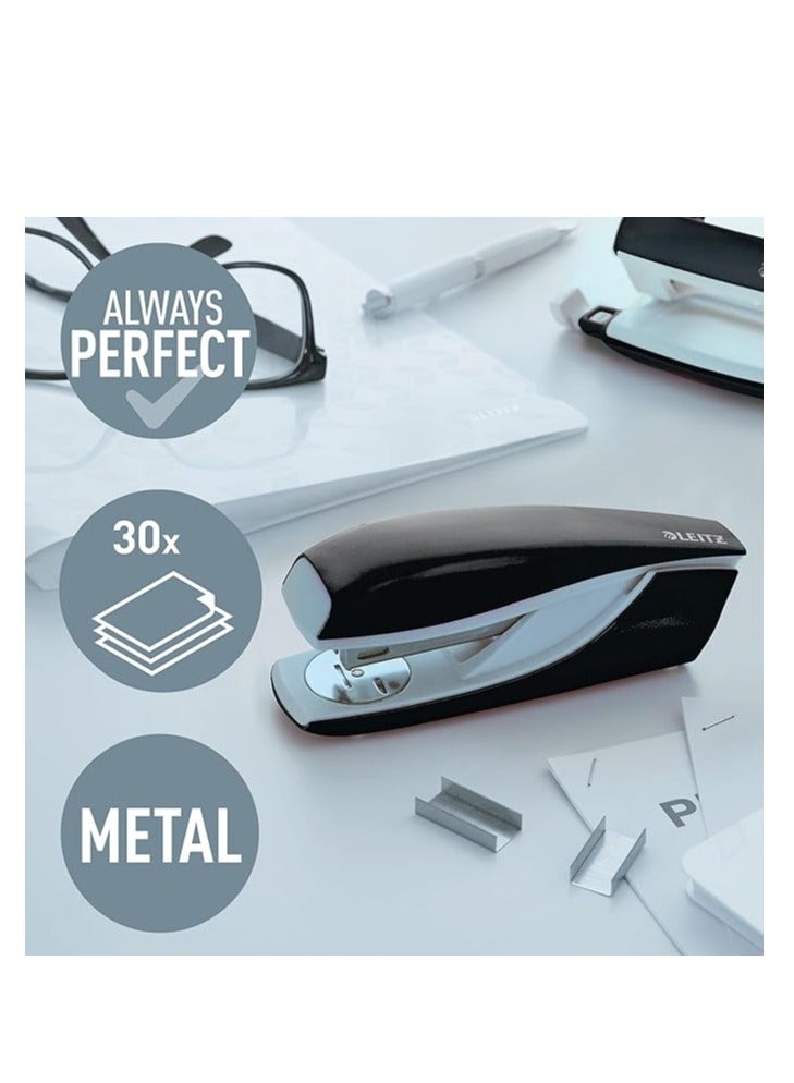 LEITZ مُدبِّس لايتز، سعة 30 ورقة، هيكل معدني مريح، يشمل الدبابيس، مجموعة WOW، 5502-أسود - Image 2