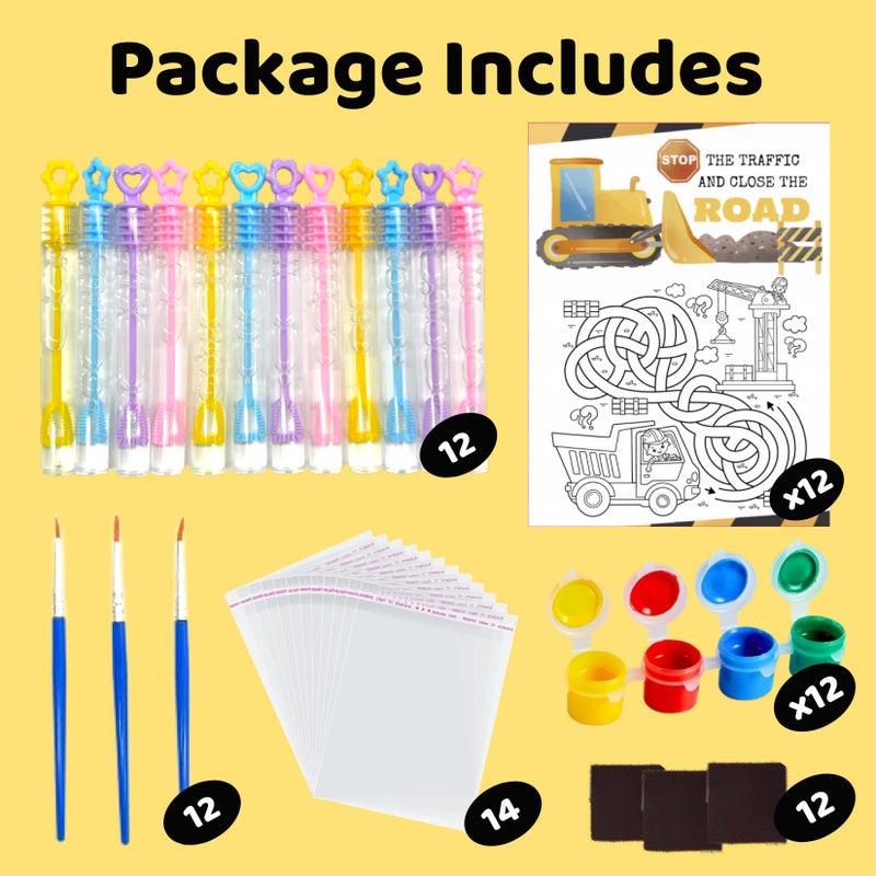 GOGREENWOVEN Construction Party Favors - 12 PCS Construction Birthday Party Supplies - Truck Theme Bubbles & Paint Crafts - Construction Vehicle Birthday Decorations Goodie Bags Gifts Prizes for Kids Boys Toddler - Image 4