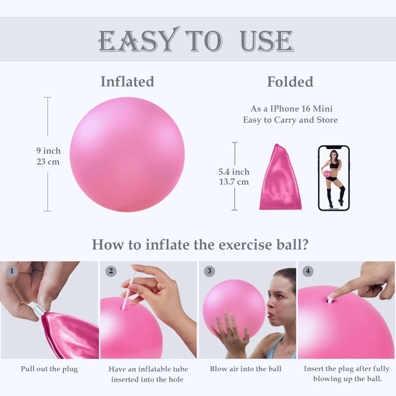 Goonidy Soft Pilates Ball 9 Inch, Ideal Small Exercise Ball Between Knee Squeeze for Physical Therapy Yoga Core Medicine Abs Pt Bouncy, Mini Rubber Fitball Barre Workout Equipment for Women Men Kid Toddler - Image 5