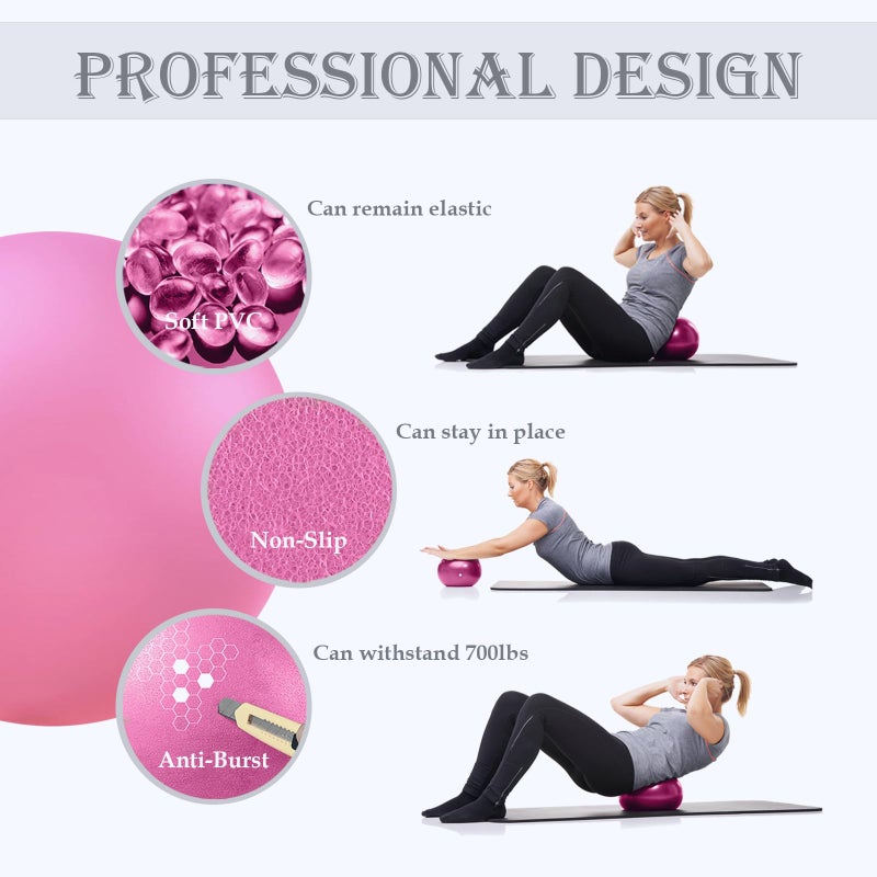 Goonidy Soft Pilates Ball 9 Inch, Ideal Small Exercise Ball Between Knee Squeeze for Physical Therapy Yoga Core Medicine Abs Pt Bouncy, Mini Rubber Fitball Barre Workout Equipment for Women Men Kid Toddler - Image 3