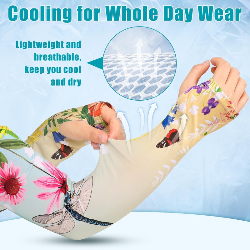 Bebila Gardening Sleeves for Women Farm UV Sun Protection Anti-Scratch Cooling Sleeves with Thumb Hole Arms Cover Outdoors (Gradient Yellow Green) - Image 3