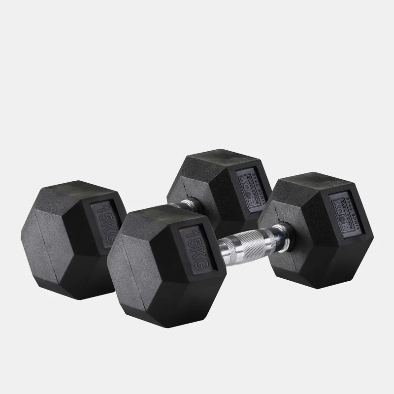 BODY SCULPTURE Hex Rubber Dumbbell - 15Kg (1 Pair)