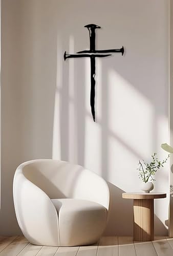 RESACO Wall Cross Jesus Crosses Wall Decor Religious Metal Wall Art Minimalist Decorations for Church Home Office Baptism Decor Gift for a Christian - Image 1