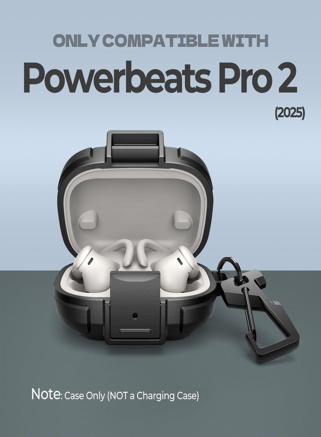 Dexnor for Beats Powerbeats Pro 2 Case with Drop-Proof Lock, Shockproof Rugged Bumper Cases Protective Cover with Carabiner & Keyring & Cleaner Kit for Powerbeats Pro 2 (2025) Black - Image 2
