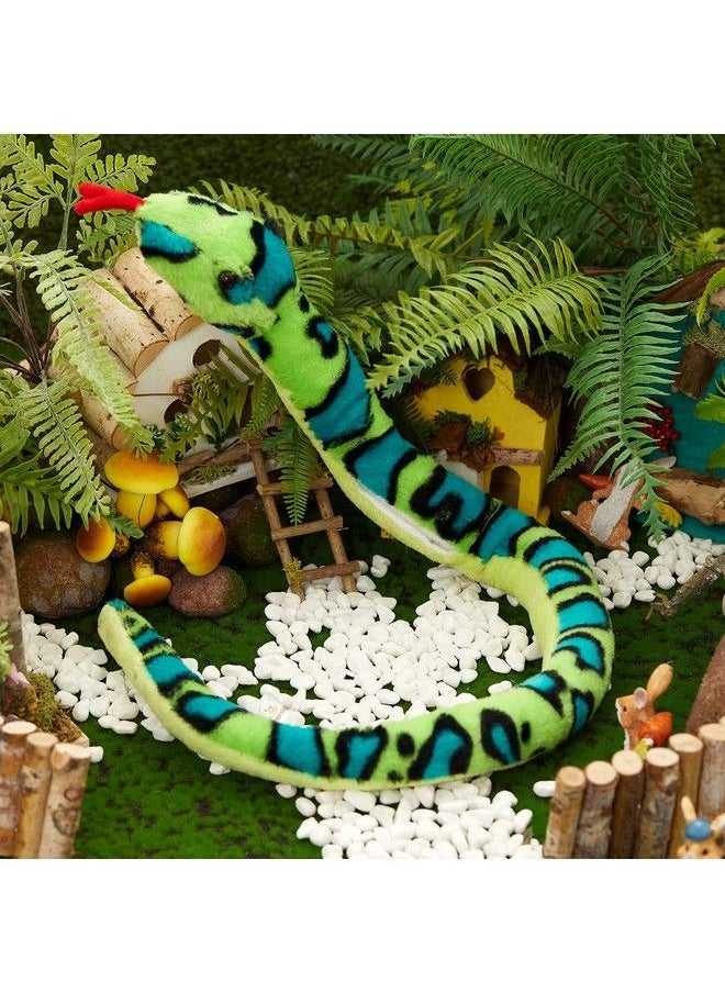 Houwsbaby - Houswbaby 40‘’ Realistic Led Snake Stuffed Animal Light Up Glowing Lifelike Wild Reptiles Soft Plush Toy Hugging Kids Companion Pet Birthday Gift Home Decoration Green - Image 1