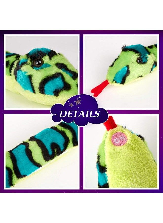 Houwsbaby - Houswbaby 40‘’ Realistic Led Snake Stuffed Animal Light Up Glowing Lifelike Wild Reptiles Soft Plush Toy Hugging Kids Companion Pet Birthday Gift Home Decoration Green - Image 1