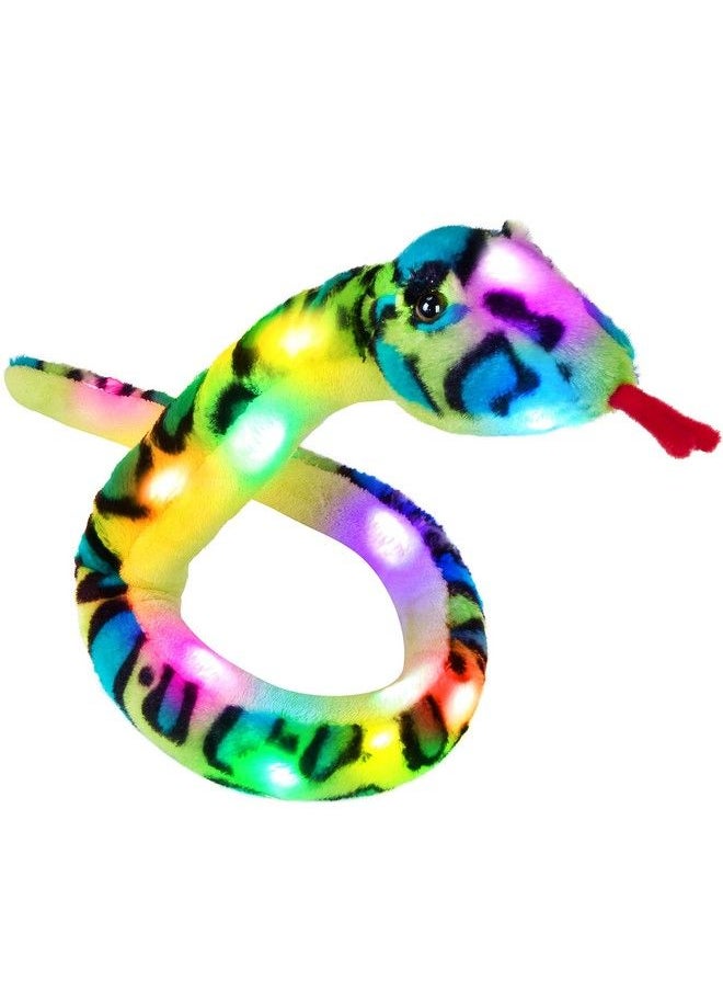 Houwsbaby - Houswbaby 40‘’ Realistic Led Snake Stuffed Animal Light Up Glowing Lifelike Wild Reptiles Soft Plush Toy Hugging Kids Companion Pet Birthday Gift Home Decoration Green - Image 1