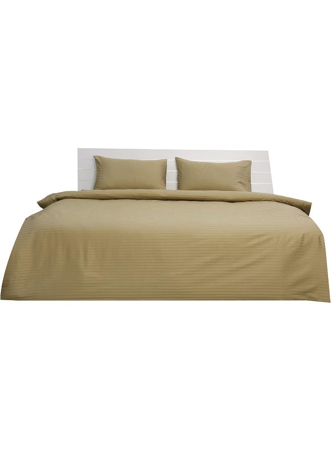 Hotel Linen Klub Hotel Linen Double Comforter 6Pc Set, 100% Cotton 250Tc Sateen 1cm Stripe, Filling: 250Gsm Hollow Non Siliconized Fiber, Size: 220X240cm, Bronze  - Image 2