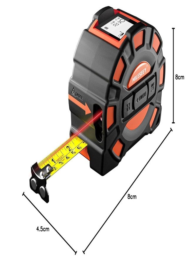 MILESEEY 2-in-1 Laser Measuring Tape, 16Ft Tape Measure & 131Ft Rechargeable Laser Measurement Tool with Backlit Display, Auto-Lock Tape with Magnetic Hook, M/Ft/In/Ft+In, 20 Groups Historical Memory - Image 2