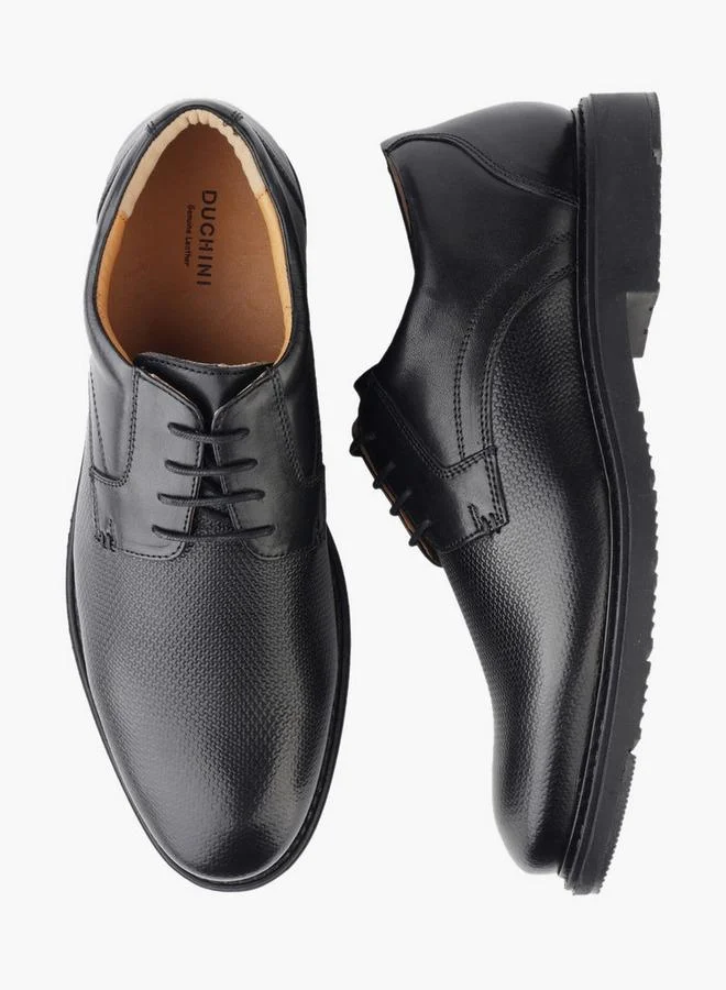 DUCHINI BLACK Men Textured Lace-Up Derby Shoes for Men | Best Price UAE