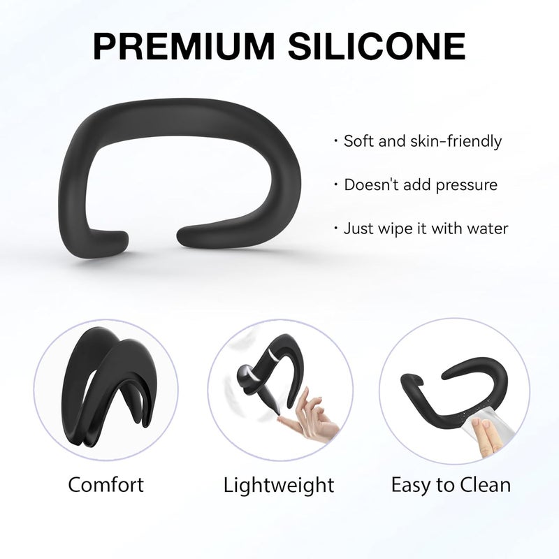APEXINNO VR Silicone Face Cover for quest 3 Headset Accessories, VR Face Cushion Pad Mask for Quest 3 Headset (Black), YZL005-BK - Image 3