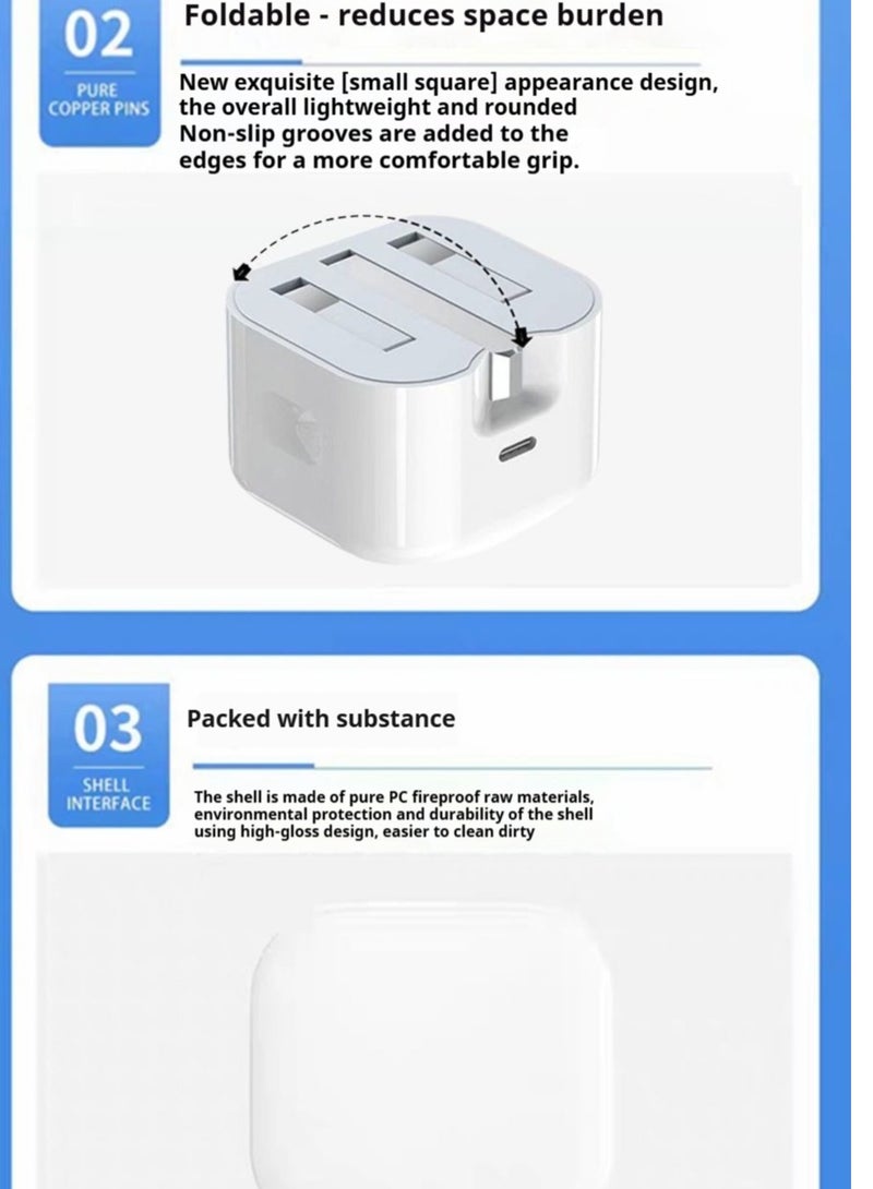 شاحن سامسونج 50 واط شاحن USB C مزدوج GaN شاحن USB C قابل للطي من النوع C شاحن آيفون سريع قابل للطي من النوع C شاحن حائط USB-C شاحن USB-C للكمبيوتر المحمول شاحن طاقة لسامسونج S23، سلسلة iPhone 15، iPad، MacBook، Steam Deck، إلخ - Image 3