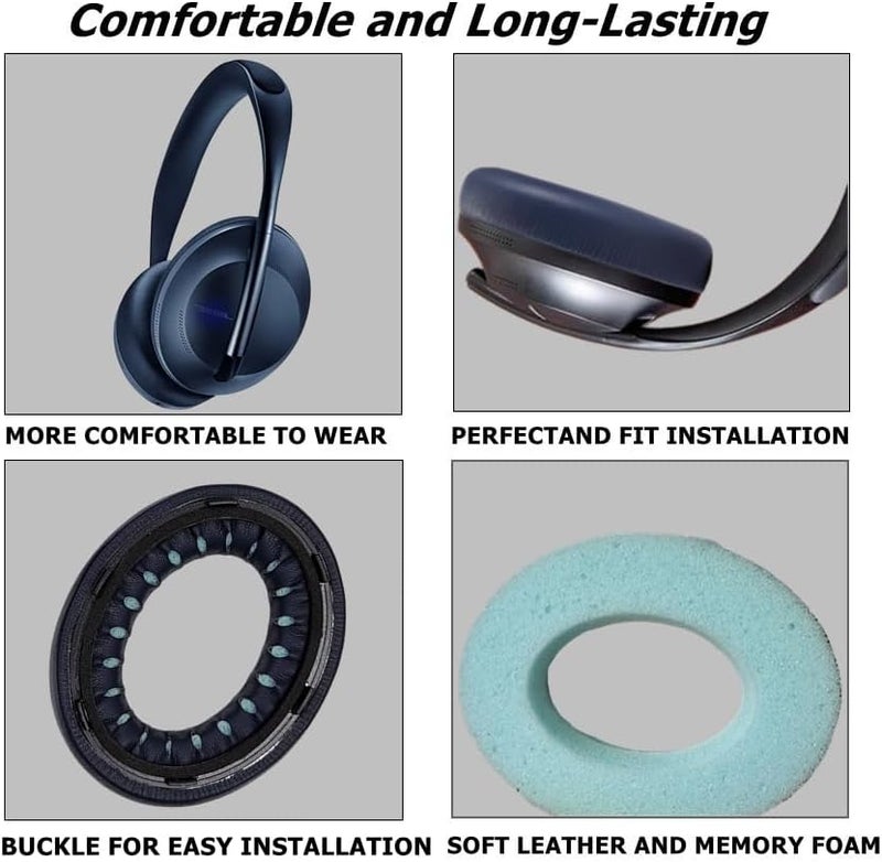 Cypher.V وسادات أذن بديلة، غطاء وسادات للأذن لسماعات Bose 700 المانعة للضوضاء NC700 فوق الأذن (أزرق بحري) - Image 3