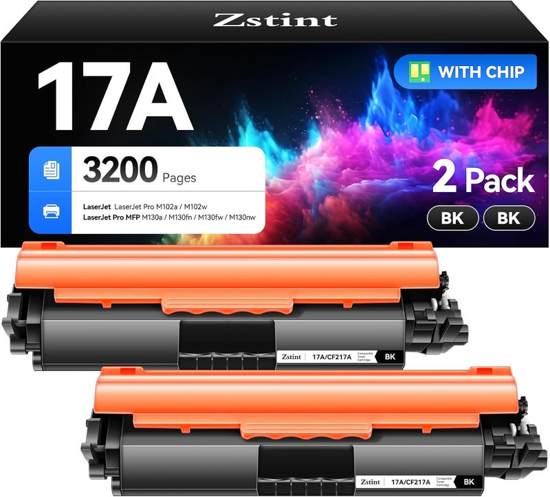 Zstint 17A Toner Cartridge CF217A Compatible with HP 217A CF217X 17X Compatible with HP Pro MFP M130fw M130nw M130fn M130a M102a M102w M130 M102 Ink Series Printer Drum Unit All-in-One Black 2-Pack - Image 1