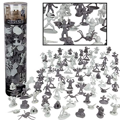SCS Direct Monster Action Figure Set 100pc Horror Toy Figure from Dracula to Frankenstein to Giant Spiders Perfect for Cake Toppers Party Favors Decorations RPG Role Playing Games Fully Paintable - Image 1