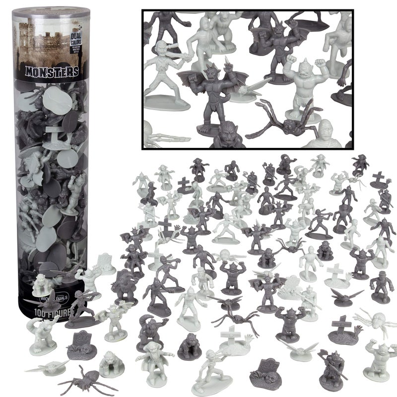 SCS Direct Monster Action Figure Set 100pc Horror Toy Figure from Dracula to Frankenstein to Giant Spiders Perfect for Cake Toppers Party Favors Decorations RPG Role Playing Games Fully Paintable - Image 3