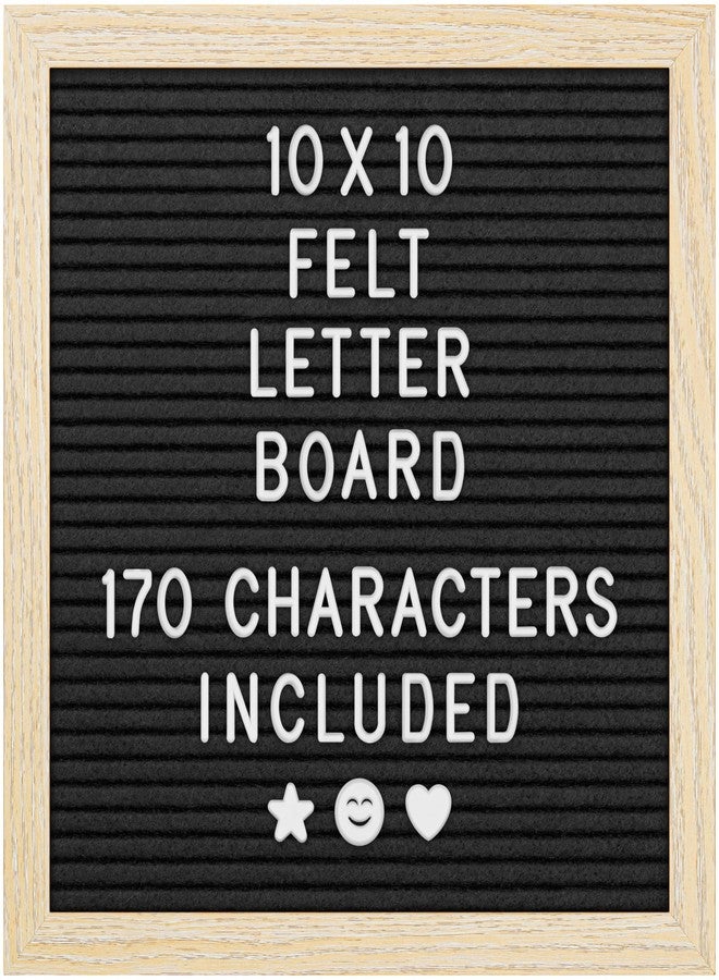 YES4QUALITY Felt Letter Board - 10x10”, Black - 170 Letters, Numbers & Emojis for Celebrations & Announcements - Customizable Message Letterboard w/Wooden Frame for Home Decor & Office Use - by Yes4Quality - Image 1