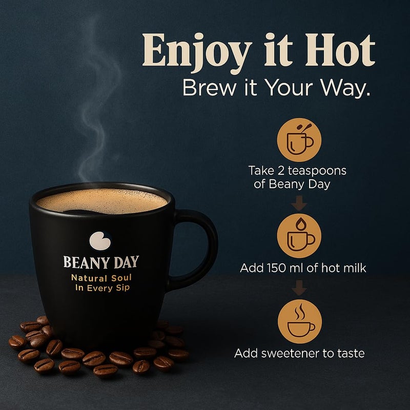 Beany Day خافق مجاني | ثنائي قهوة بياني داي الفوري - بندق غريب (100% مجمع) و أرابيكا نقي 100% (80غ × 2) | بدون شيكوري | طعم قوي مثل القهوة في المنزل - Image 5