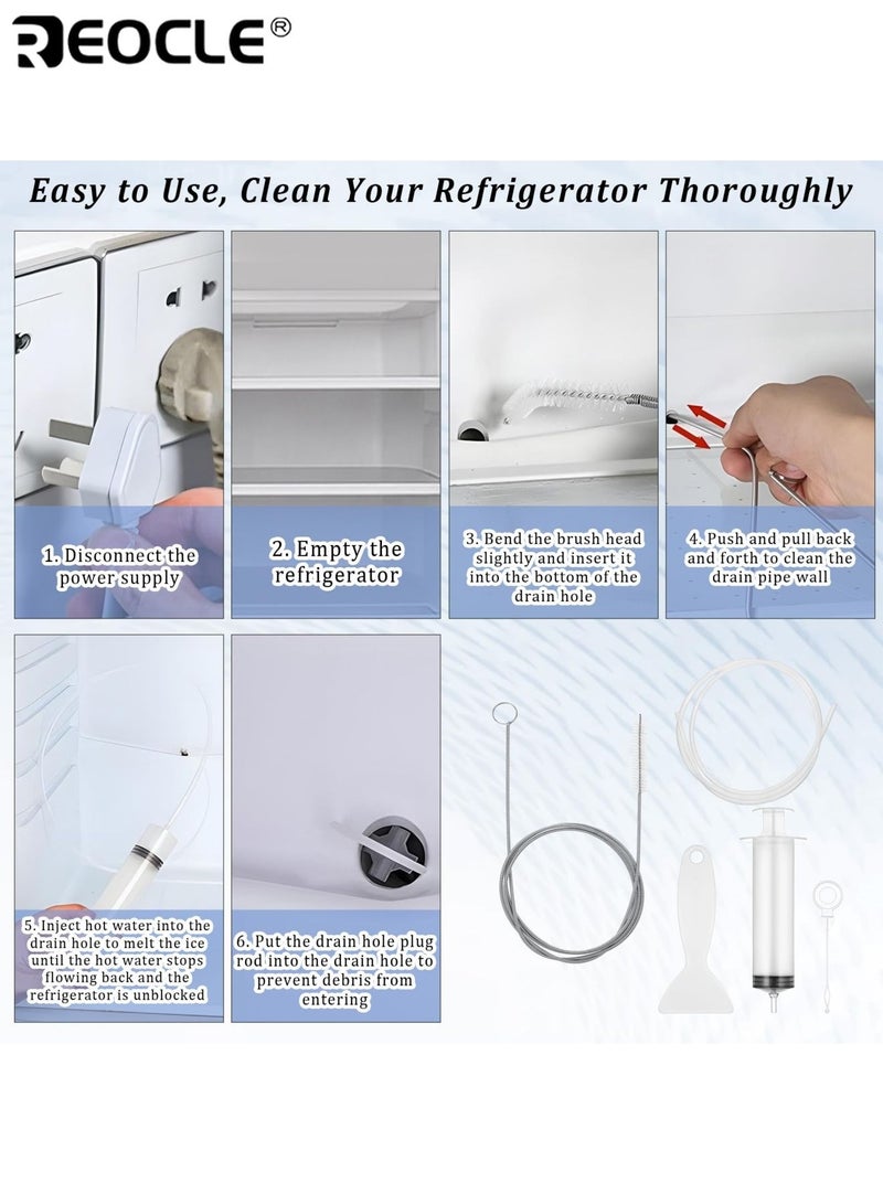 REOCLE 5pcs Unclogger Household Refrigerator Drain Hole Unclogger Complete Set with Brush Water Pipe Cleaning Clogged Applicable to the Refrigerator Home Appliance Small Appliances - Image 5