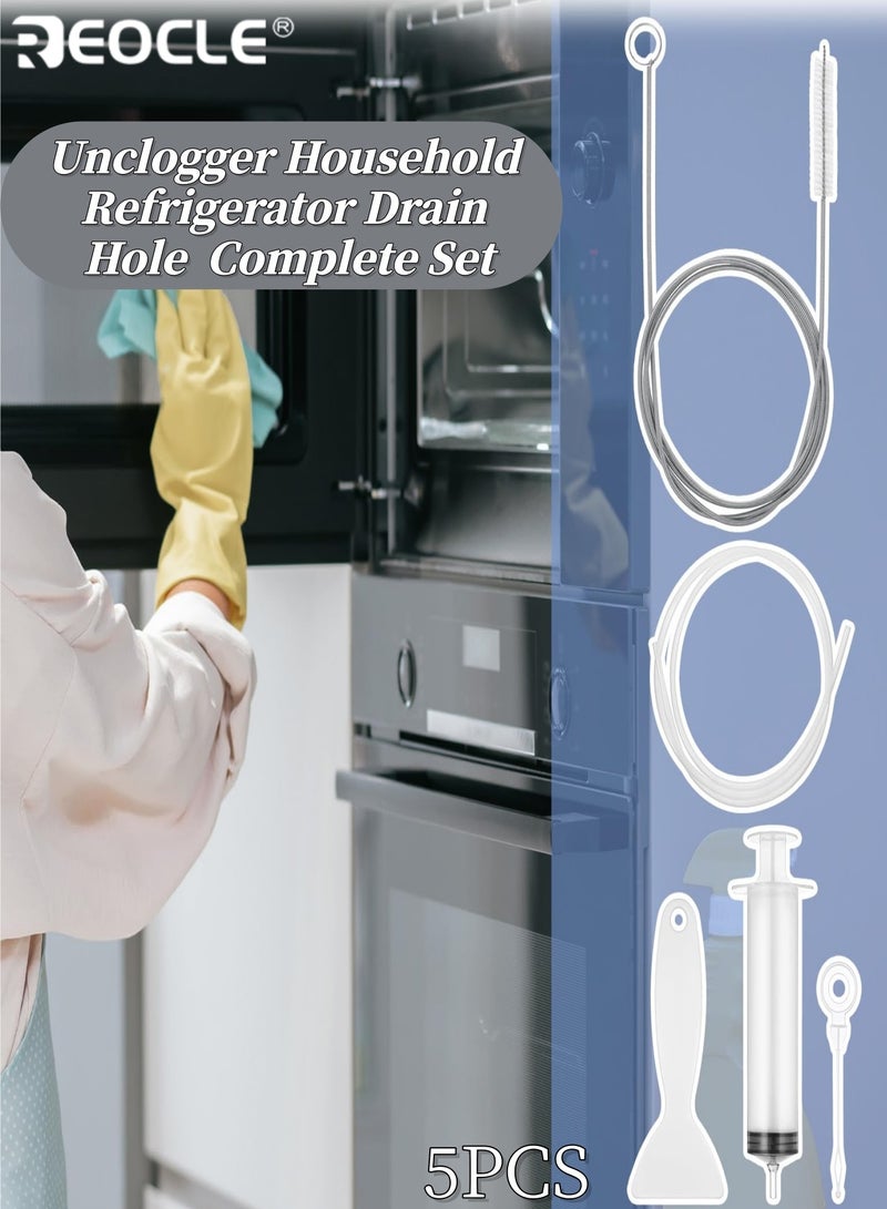 REOCLE 5pcs Unclogger Household Refrigerator Drain Hole Unclogger Complete Set with Brush Water Pipe Cleaning Clogged Applicable to the Refrigerator Home Appliance Small Appliances - Image 1
