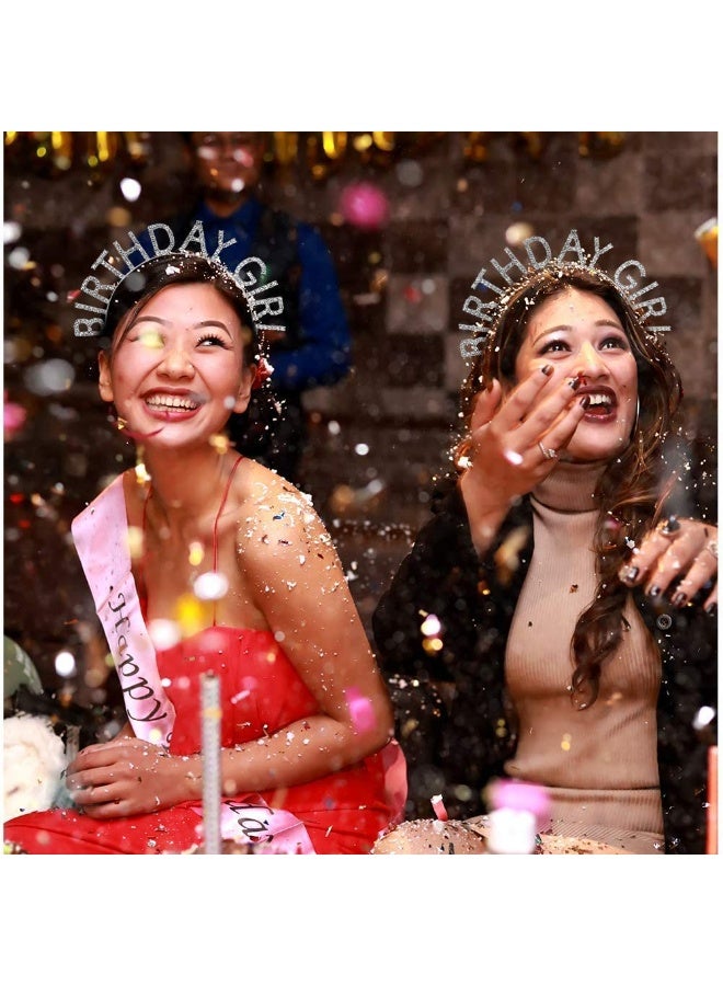 LEBOCADO Birthday Party Rhinestone Alphabet Birthday Hair Hoop, Girl's Birthday Girl Headband Headdress, Crown Crystal With Diamond (Silver) - Image 2