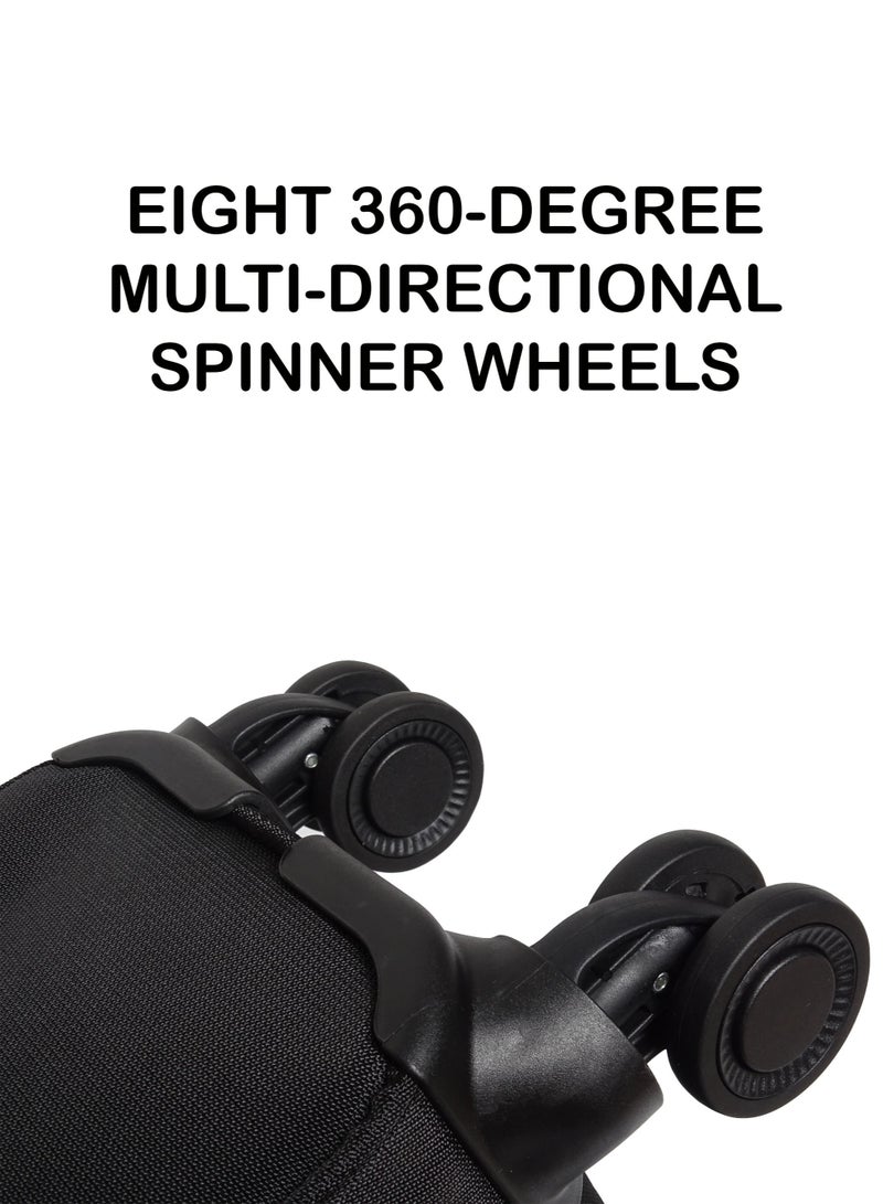 SAW & SEE Luggage Trolley Bag 3 Piece Set - Soft side Expandable Nylon Ultra Lightweight Durable Waterproof Suitcase with TSA Lock, 4 Double Spinner Wheels & Anti-Theft Zipper - 20" / 24" / 28"- Navy Blue - Image 3