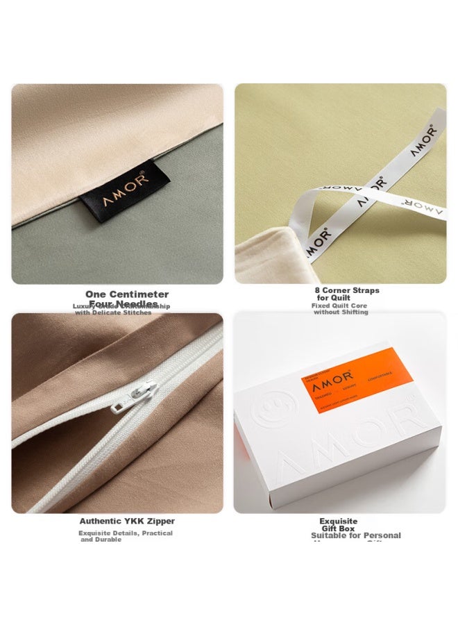 Amor Class A 100-count Long-staple Cotton Sateen Duvet Cover, Glass Green + Clear Spring Gray, 200x230cm - Image 2