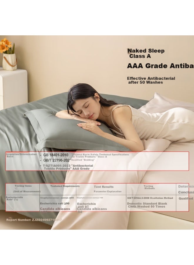 Amor Class A 100-count Long-staple Cotton Sateen Duvet Cover, Glass Green + Clear Spring Gray, 200x230cm - Image 1