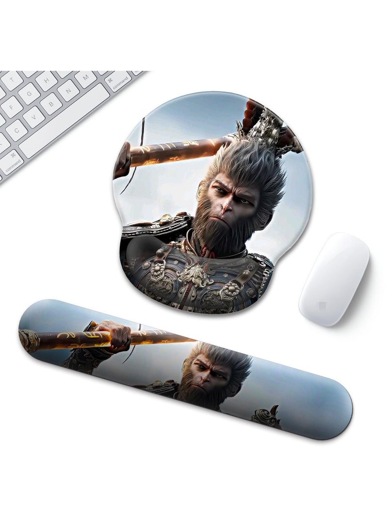 Y&D Black Myth Wukong Enlarged Superfine Fiber Soft Smooth Memory Foam Ergonomic Mouse Pad Keyboard Wrist Rest Comfortable for Desktop Laptop Mac or Gaming Stress Free Typing - Image 1