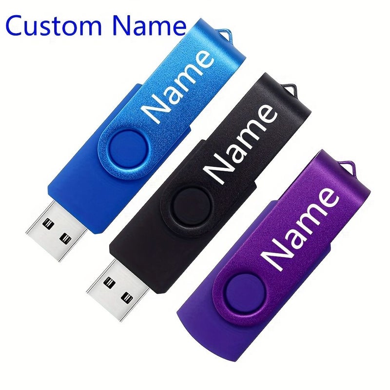 Dark Blue 256MB Custom Name USB Flash Drive Memory Stick - Image 1