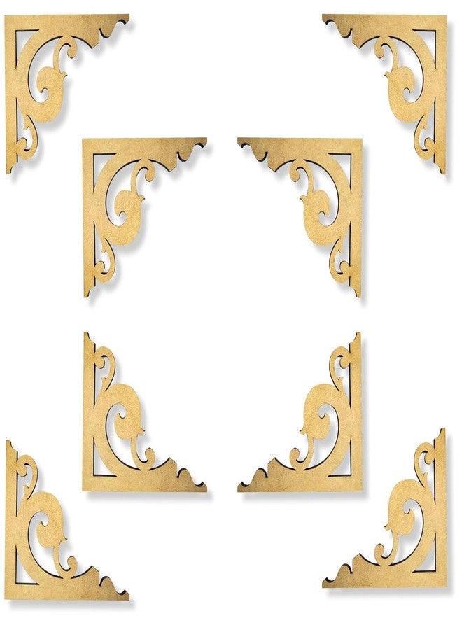 Curious Button DIY Corner Ornaments Cutouts Pine Board Wood Materials DIY Wall Decoration Item Used for Painting and Arts & Crafts Work (Set of 12) Wooden Ornaments Cutouts for Home Decor - Image 1
