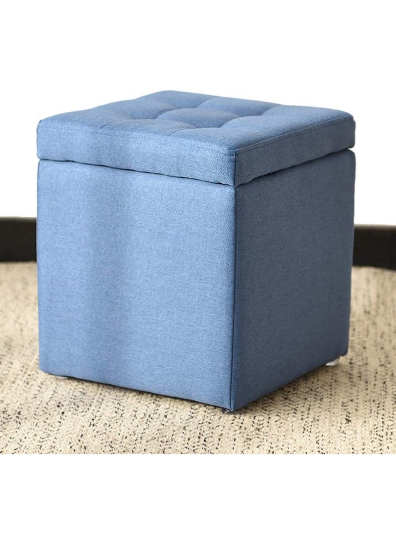 LINGWEI Ottoman Storage Stool With Foldable Design Blue 30x35x30cm  - Image 4