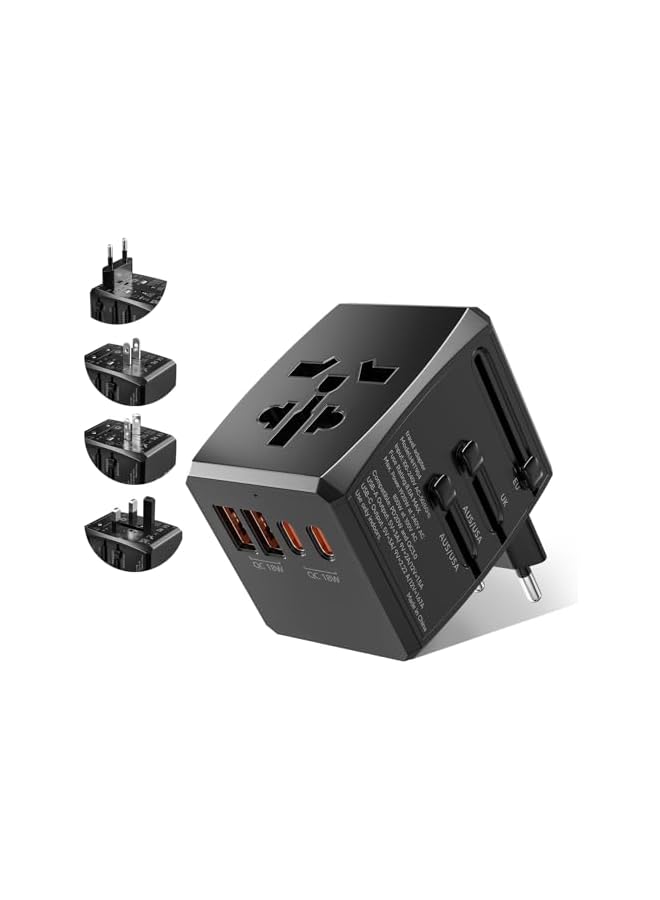 promass Universal Travel Adapter Worldwide with 2 USB C and 2 USB A Ports, 20W Universal Plug Adaptor UK to World, International Travel Adapter for Multi Countries EU, USA, UK, Australia, Thailand etc - Image 2
