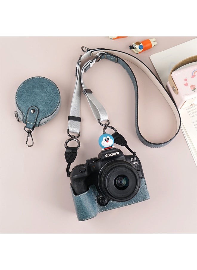 Generic Suitable For Canon R50 Camera Case R10 Micro Single Protective Case R100 Base Bag Accessories R5 Leather Case Cute Protective Case-Color:R50/r100 Lili Pattern (black) Single Base + V303 Shoulder Strap + Small Bag, Free Screen Tempered Film  - Image 5