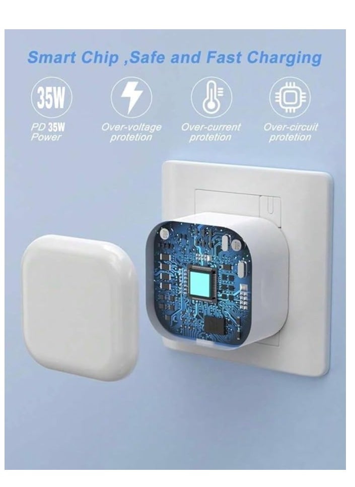 35W Fast Charger USB-C Adapter with USB C to Lightning Data Cable Power Cable