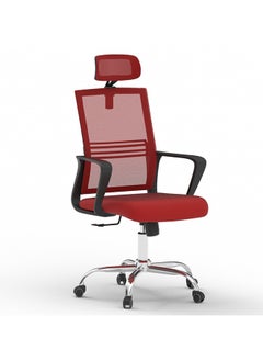 Mahmayi Sleekline 690033 Task Chair Red Mesh with Headrest