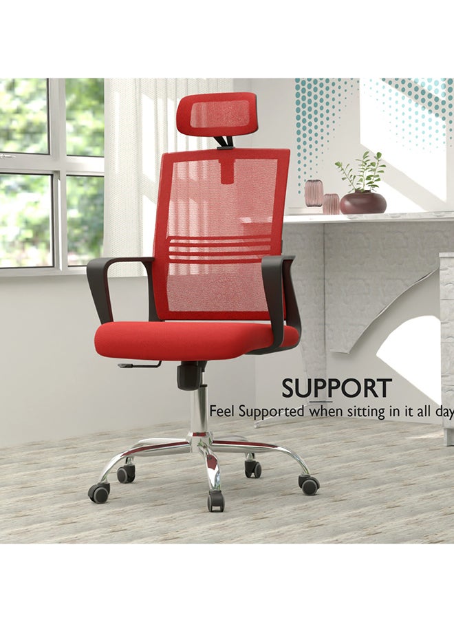Mahmayi - Mahmayi Sleekline 690033 Task Chair Red Mesh with Headrest - Image 1