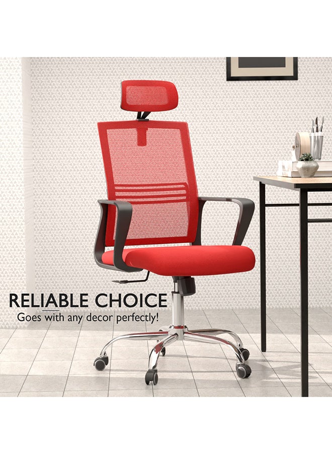 Mahmayi - Mahmayi Sleekline 690033 Task Chair Red Mesh with Headrest - Image 1